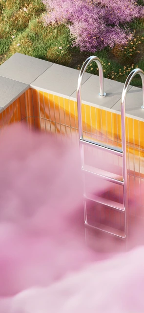 Pool Ladder With Pink Mist
