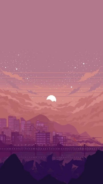 Purple City Skyline Sunset