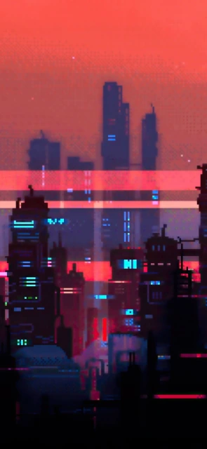 Red Cyberpunk Cityscape