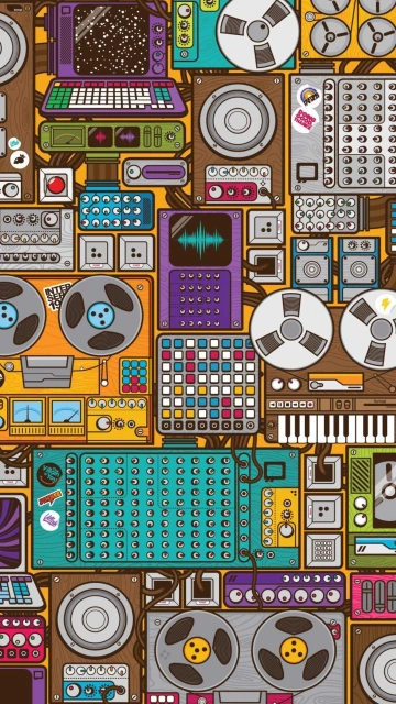 Retro Music Equipment Collage