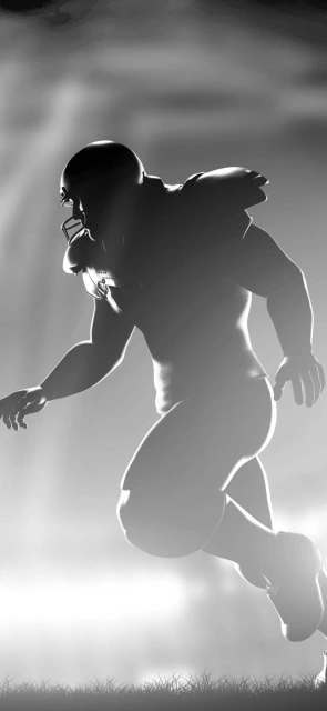 Silhouette football player running