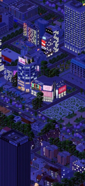 SimCity Isometric City Night View