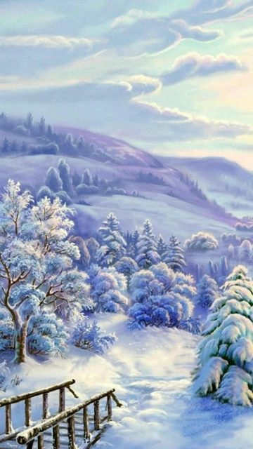 Snowy Winter Landscape Painting