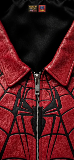 Spider Man Red Leather Jacket Zipper