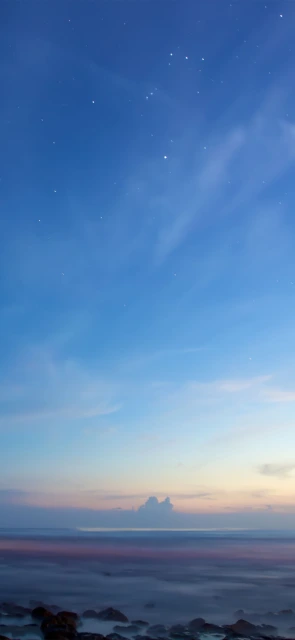 Starry Night Sky Over Ocean