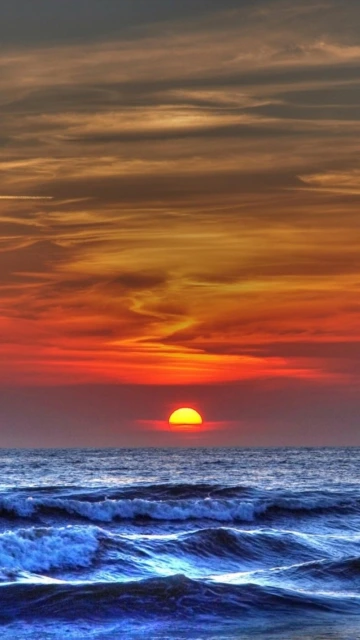 Sunset Over Ocean Waves 1