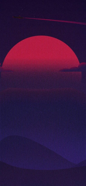 Sunset Over Purple Hills With Red Laser
