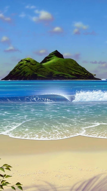 Tropical Island Ocean Waves