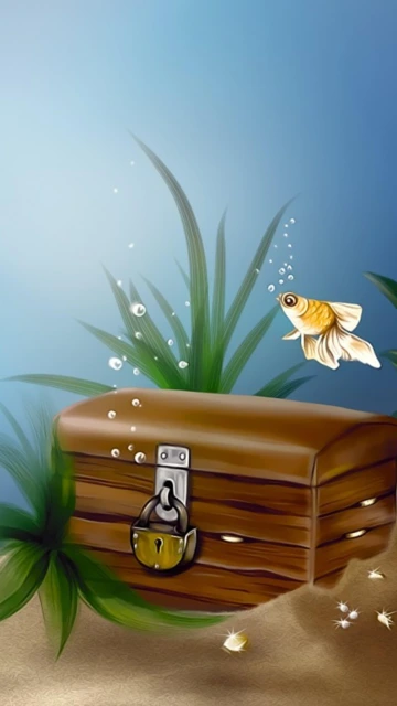 Underwater Treasure Chest With Goldfish