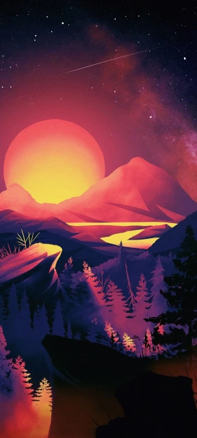 Vector Night Valley Background