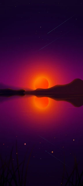 Vector River Sunset Background