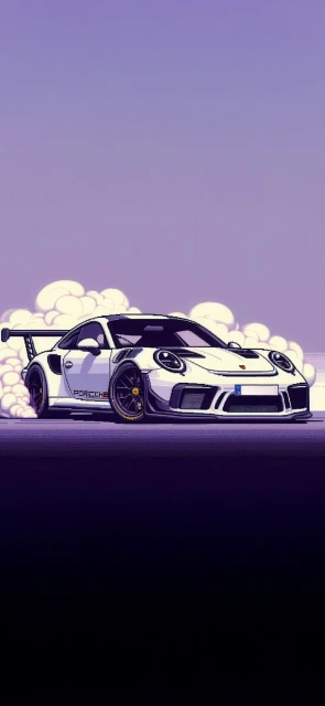 White Porsche GT3 RS Illustration