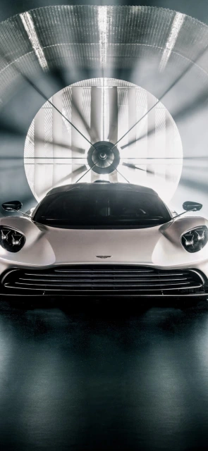 Aston Martin car in wind tunnel