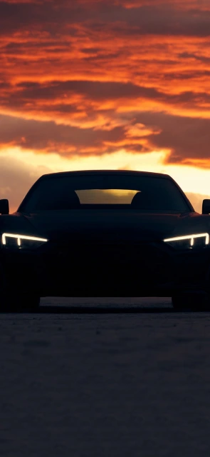 Audi car silhouette sunset