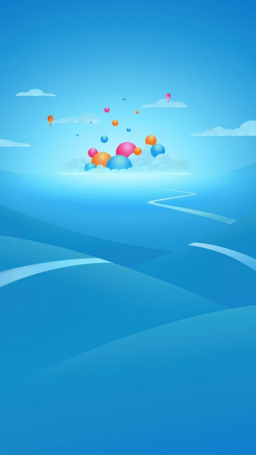 Blue Sky With Floating Bubbles