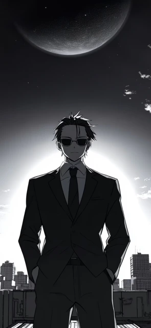 Man in Suit With Sunglasses Under Moon
