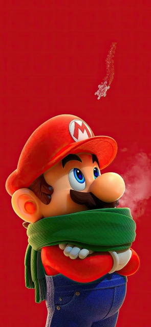 Mario Shivering in Snow