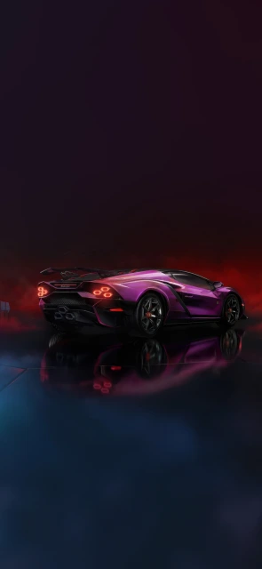 Purple Sports Car Rear View