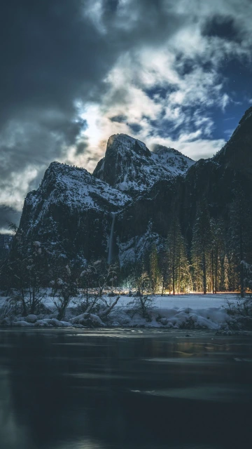 4K Dark Clouds With Snowy Mountain