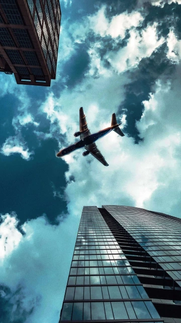 Airplanes Between Buildings