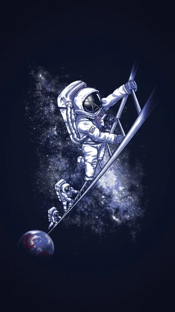 Astronaut Climbing Space Ladder