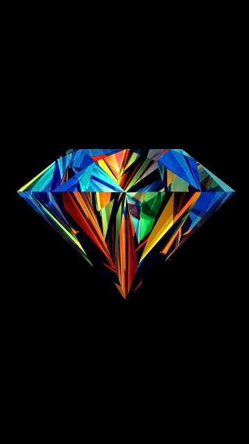 Colorful Diamond on Black Background