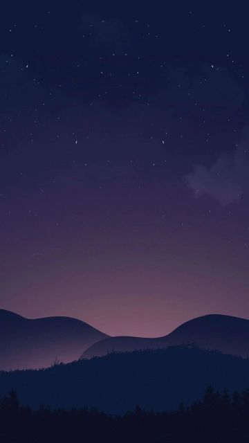 Mountain Hills With Purplle Sky 4K