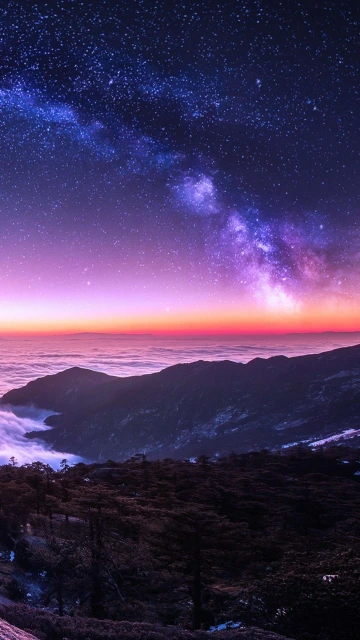 Mountains With Shiny Stars 4K