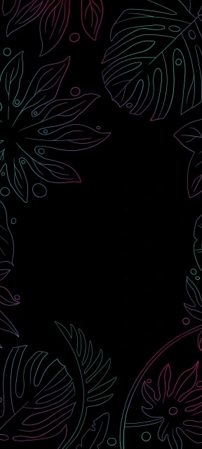 Neon Leaf Border Design