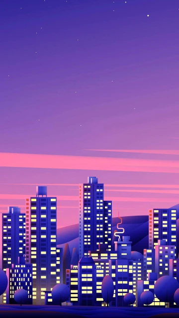Night City Skyscrapers Buildings 4K