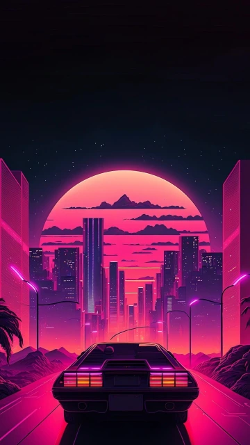 Retro Cityscape Sunset Drive
