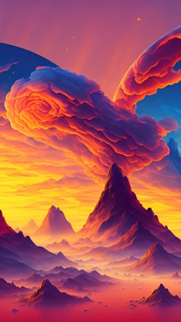 Surreal Landscape Vibrant Sunset