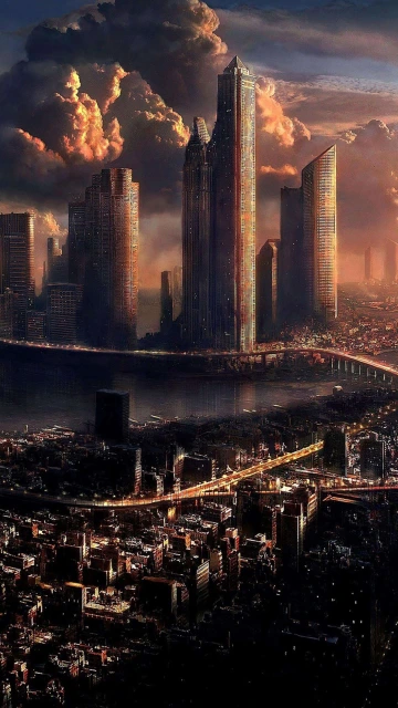 Tall Buidings In Clouds 4K