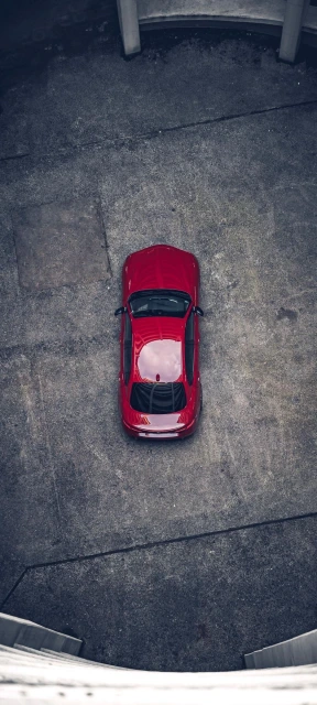 Aerial View of Red Car