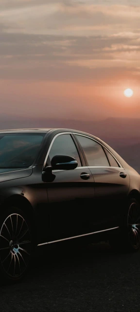 Black Car Sunset Landscape