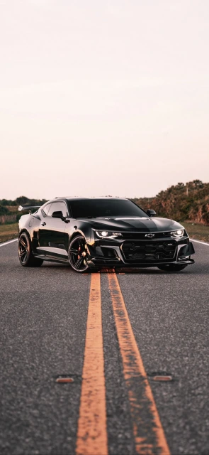 Black Chevrolet Camaro on Road