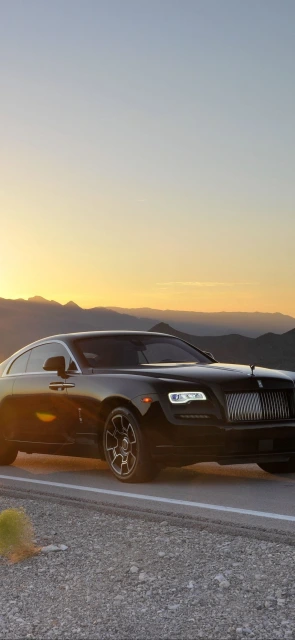 Black Rolls Royce at Sunset