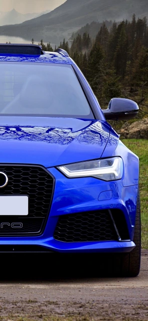 Blue Audi Car Front View