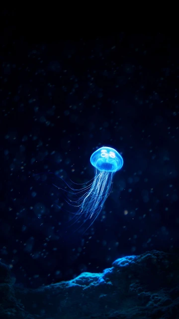 Blue Jellyfish in Dark Water