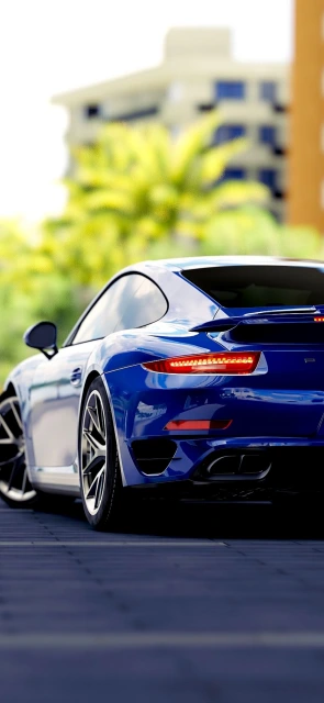 Blue Sports Car Rear View