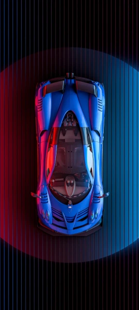 Blue Sports Car Top View