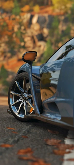 Blue Sports Car Wheel Closeup