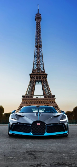 Bugatti Car in Front of Eiffel Tower