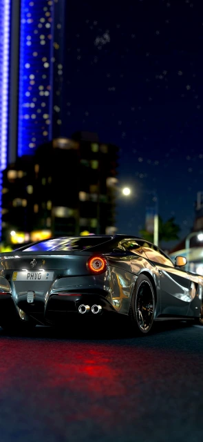 Dark Car Night City Background