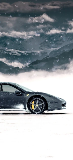 Ferrari in Snowy Mountain
