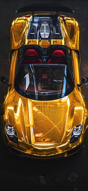 Gold Sports Car Overhead View