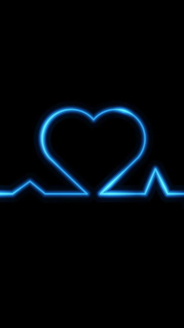 Heart ECG Neon Blue