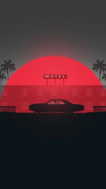 Motel Sunset Car Silhouette
