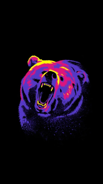 Neon Bear Head