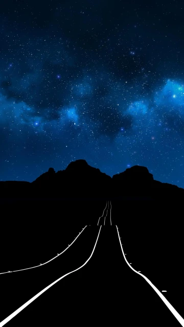Night Road Stars Sky